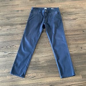 Faherty navy blue stretch denim pants, size 33.